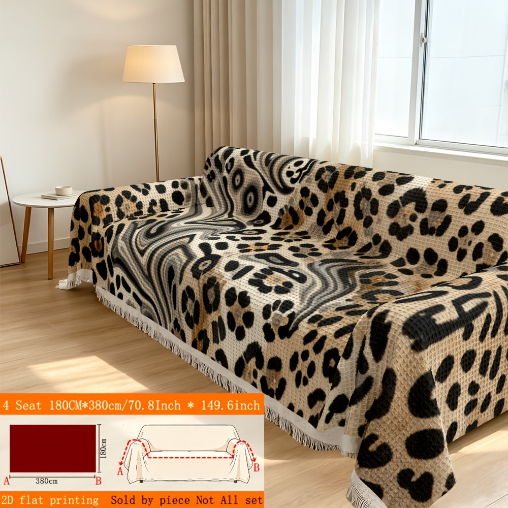 Housse de canapé en polyester imprimée à motif léopard, vue de dos