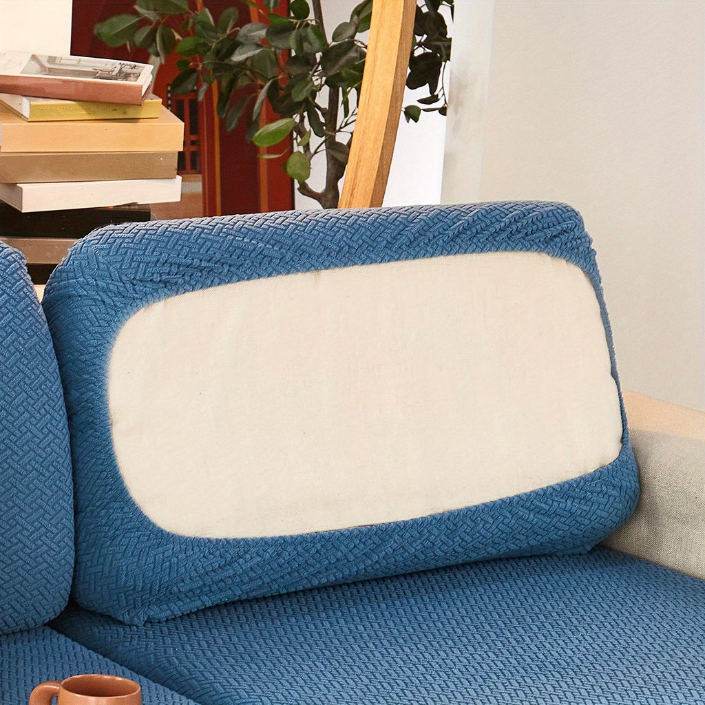 Housse de coussin extensible en polaire jacquard, vue de dos