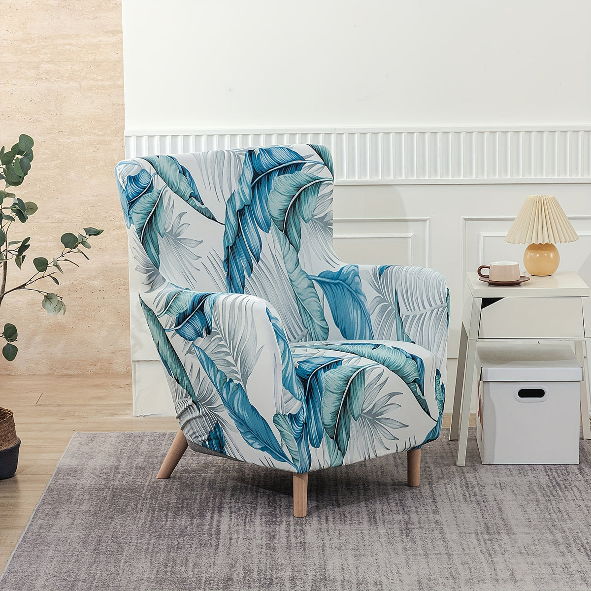 Housse de canapé extensible en fibre de lait d'esprit vintage, vue de dos
