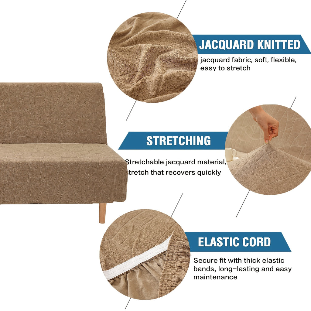 Housse de canapé extensible en polaire jacquard sans accoudoirs, mise en situation