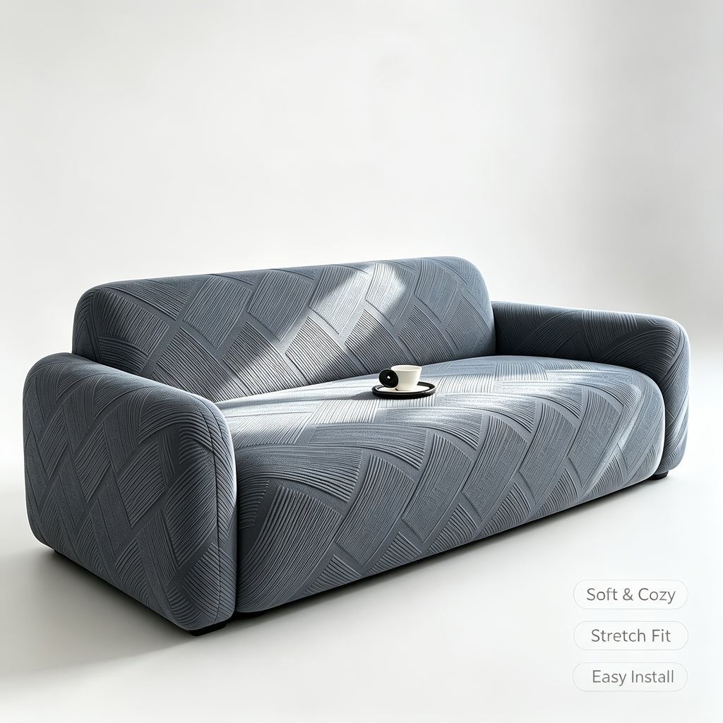 Housse de canapé extensible en polaire jacquard à rayures à housses séparées, compatible fauteuil, canapé deux places, canapé trois places