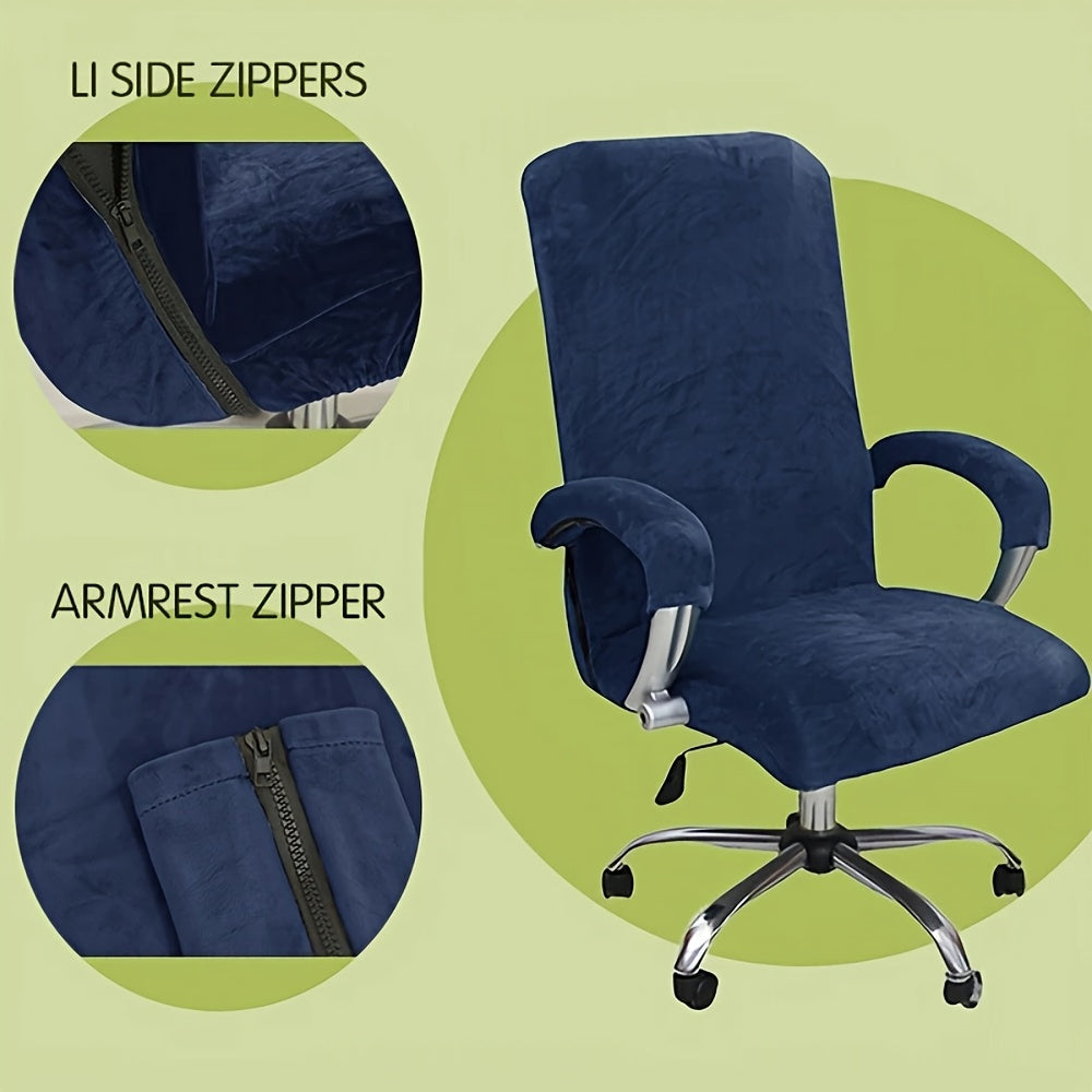 Housse de chaise extensible en velours à fermeture éclair, tissu de 200 à 250 g/m²