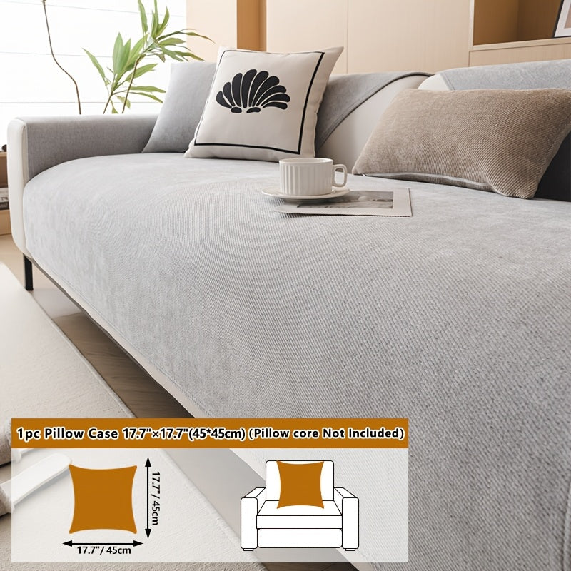 Housse de coussin épaisse en chenille antidérapante, gros plan sur le tissu