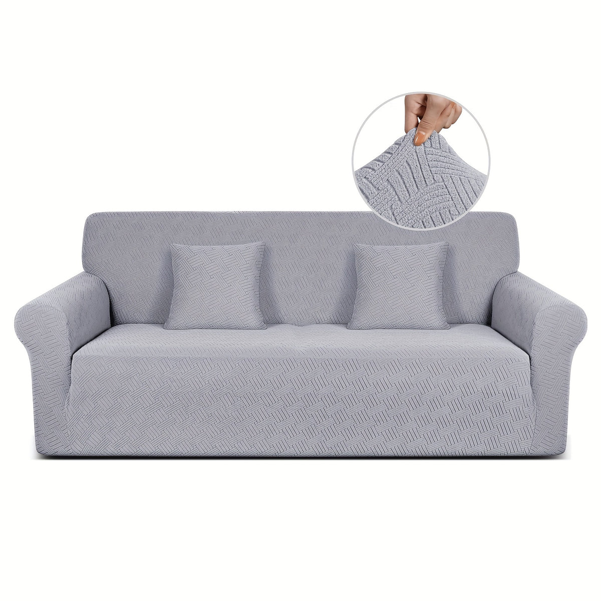 Housse de canapé épaisse extensible en polaire jacquard, vue d'ensemble