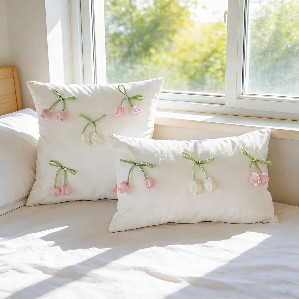 Housse de coussin en polyester à fermeture éclair, détail de la finition