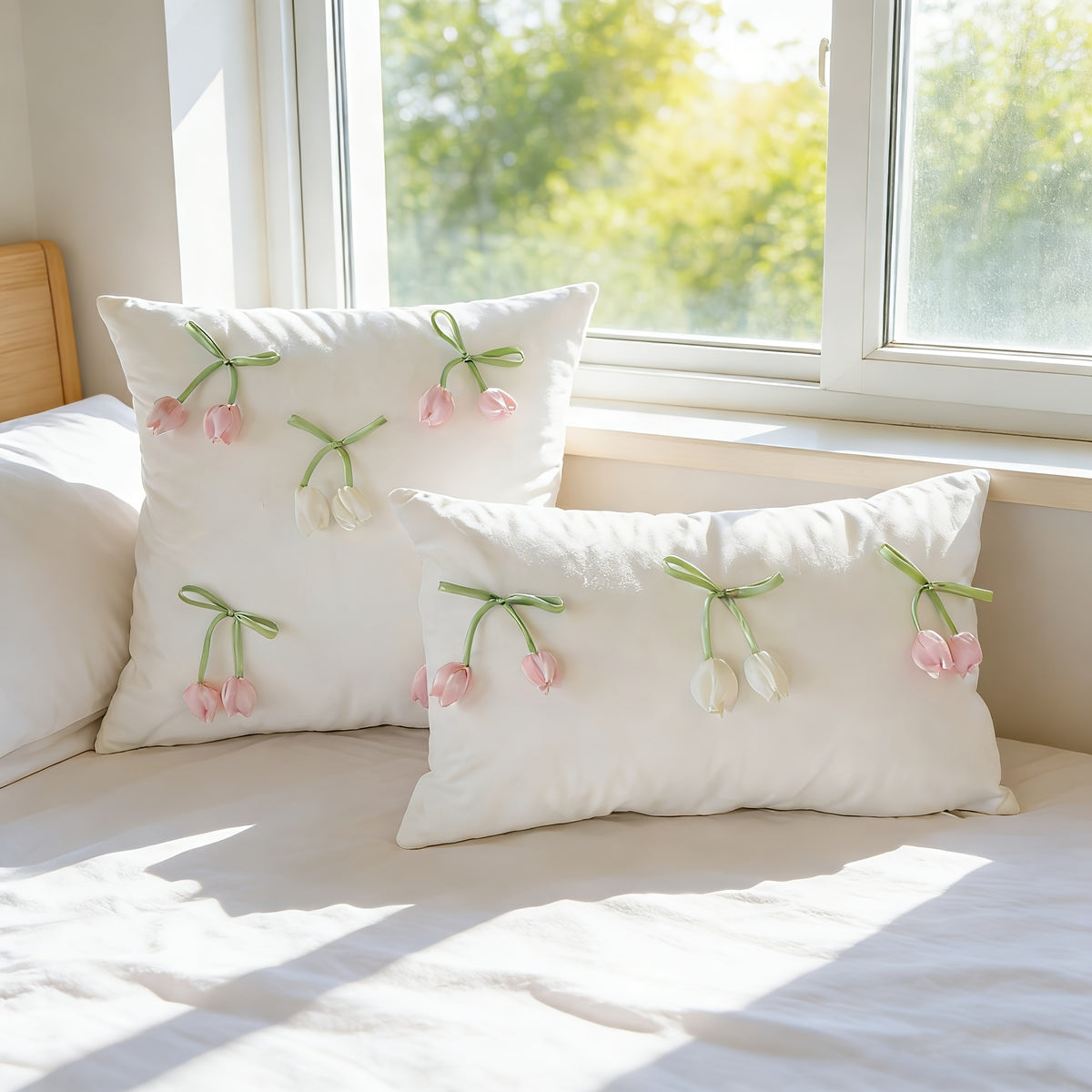 Housse de coussin en polyester à fermeture éclair, détail de la finition