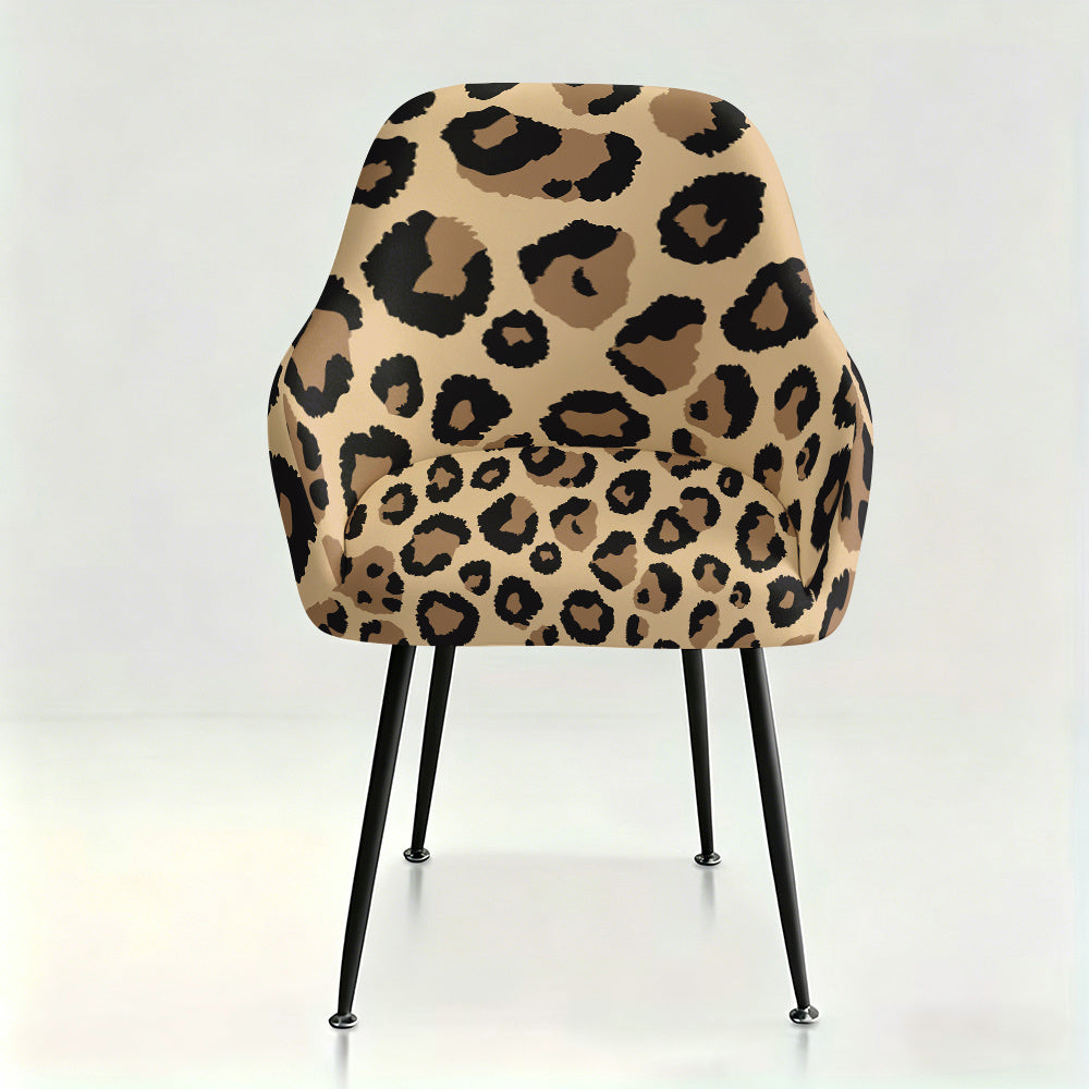 Housse de fauteuil extensible en fibre de lait imprimée à motif léopard, tissu de 180 à 200 g/m²