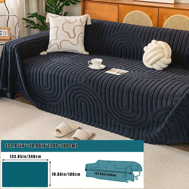 Housse de canapé épaisse en velours jacquard d'esprit vintage, détail de l'ourlet
