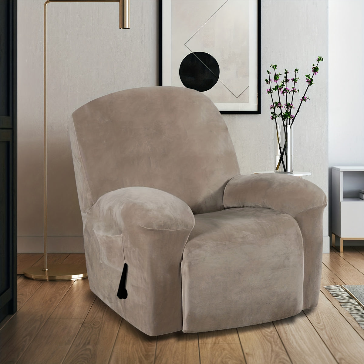 Housse de fauteuil épaisse extensible en velours, autre coloris