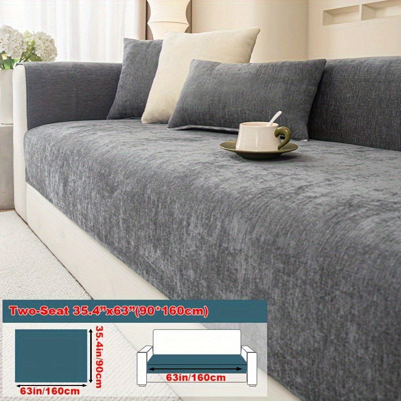 Housse de coussin épaisse en chenille antidérapante, détail de la finition