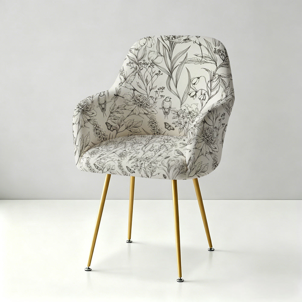 Housse de fauteuil extensible en fibre de lait imprimée à motif feuillage, vue de dos