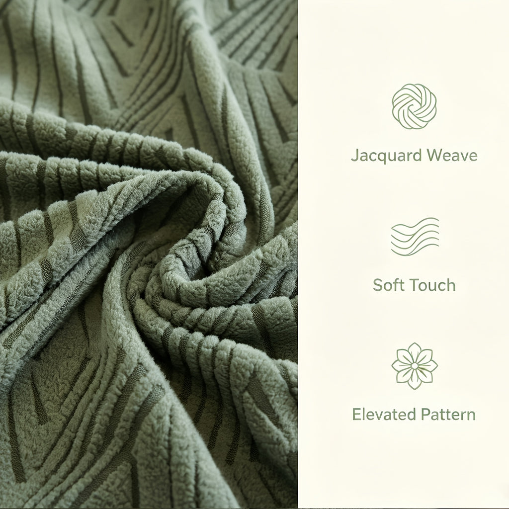 Housse de canapé épaisse extensible en polaire jacquard antidérapante, gros plan sur le tissu