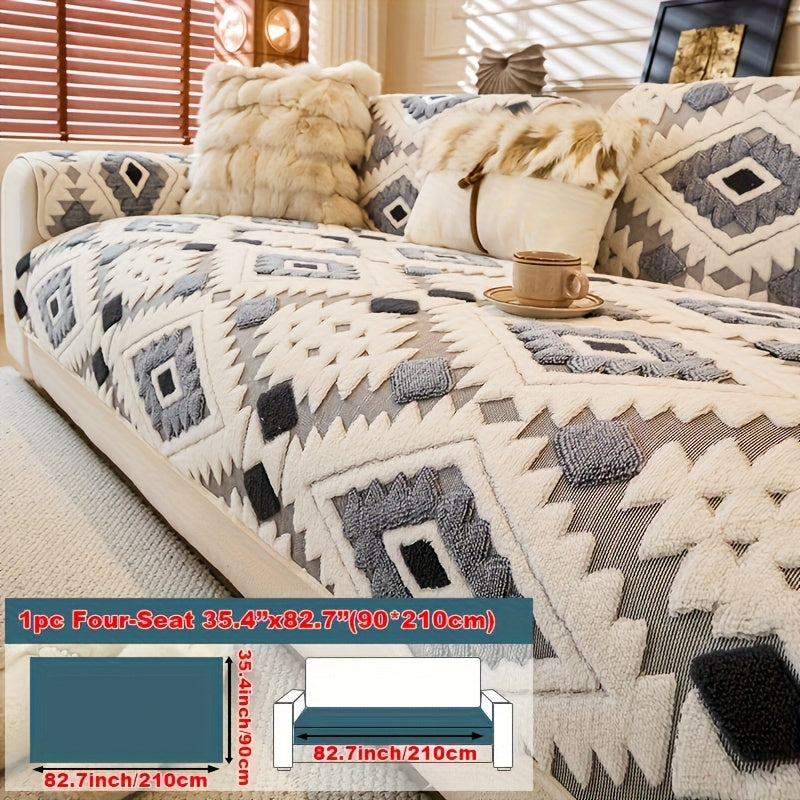 Housse de canapé d'angle en velours jacquard, visuel produit