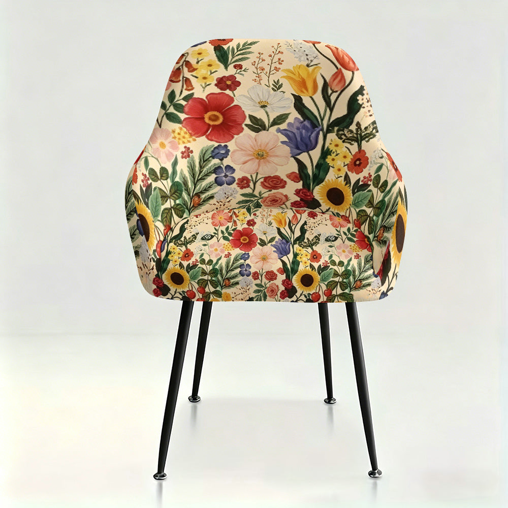 Housse de fauteuil extensible en fibre de lait imprimée à motif fleuri — détail de la matière : fibre de lait