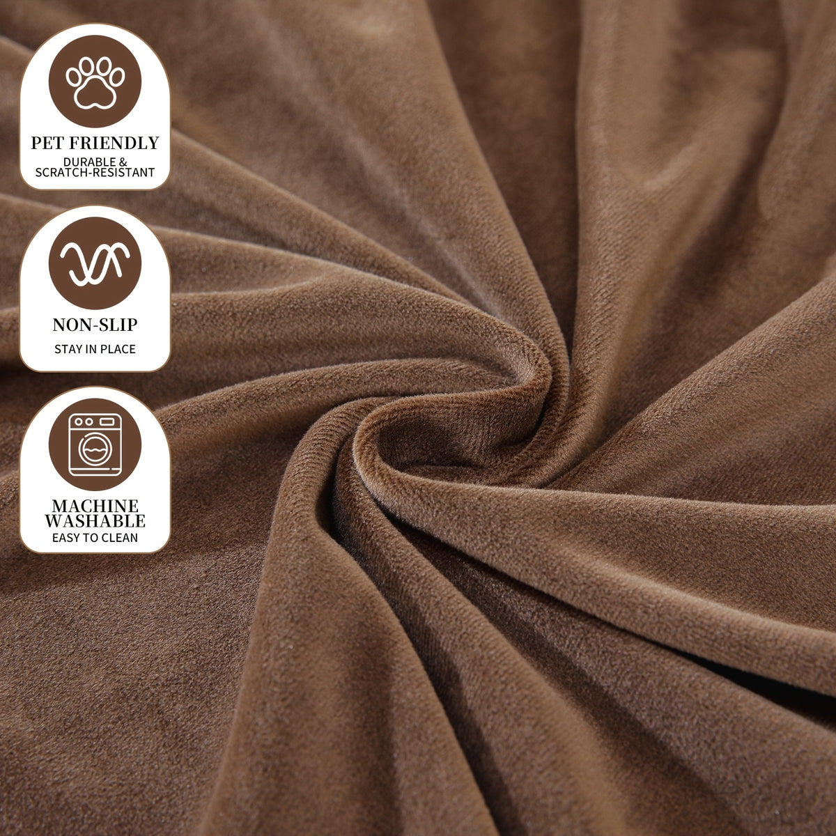 Housse de canapé extensible en velours anti-griffes, vue de dos