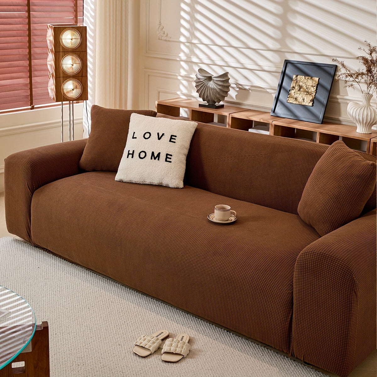 Housse de canapé épaisse extensible en polaire jacquard anti-griffes