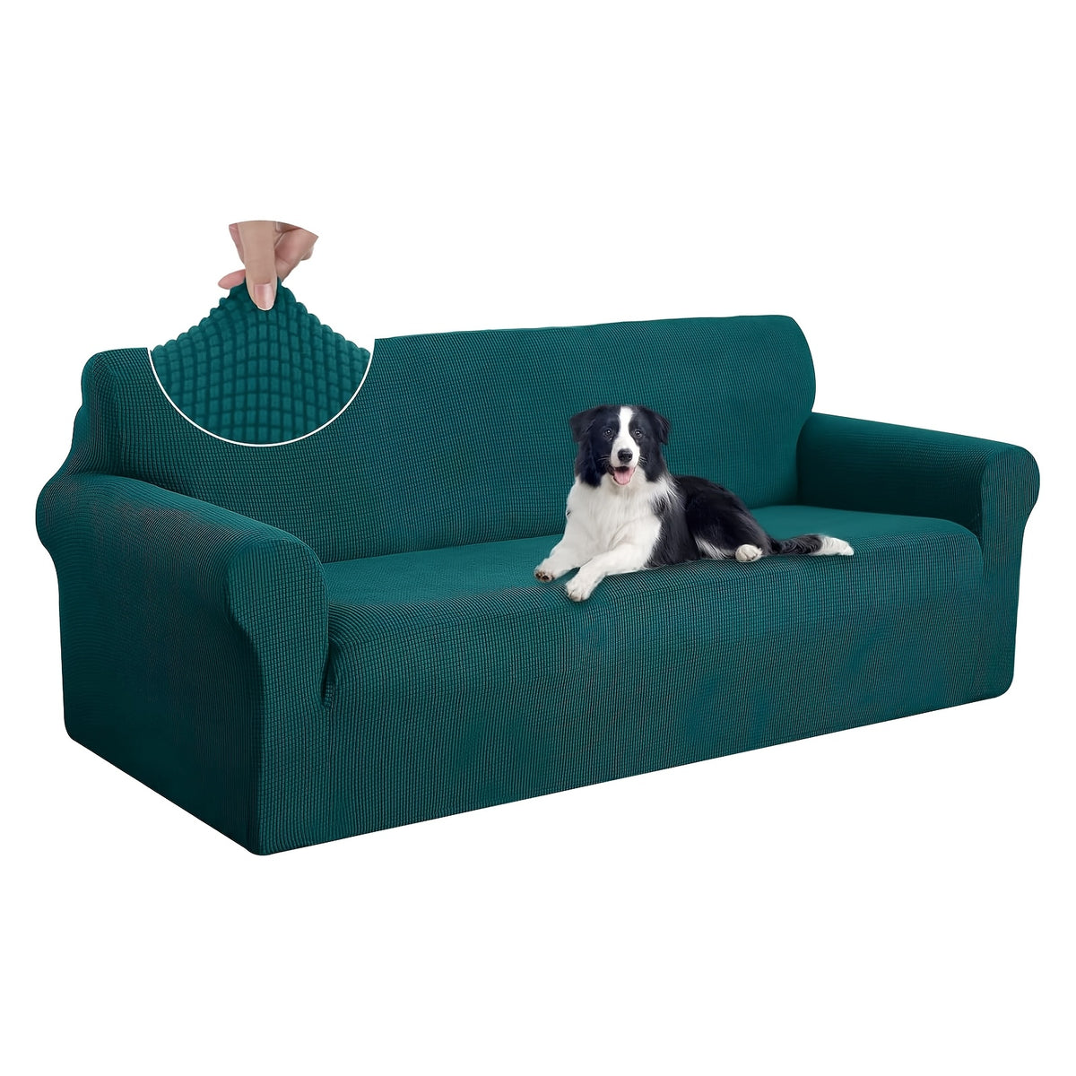 Housse de canapé extensible en polaire jacquard, vue d'ensemble