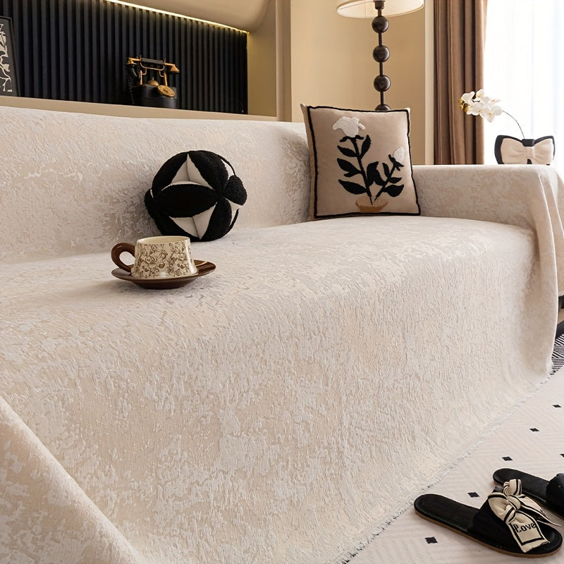 Housse de canapé en chenille jacquard à maille gaufrée, tissu de 250 à 300 g/m²