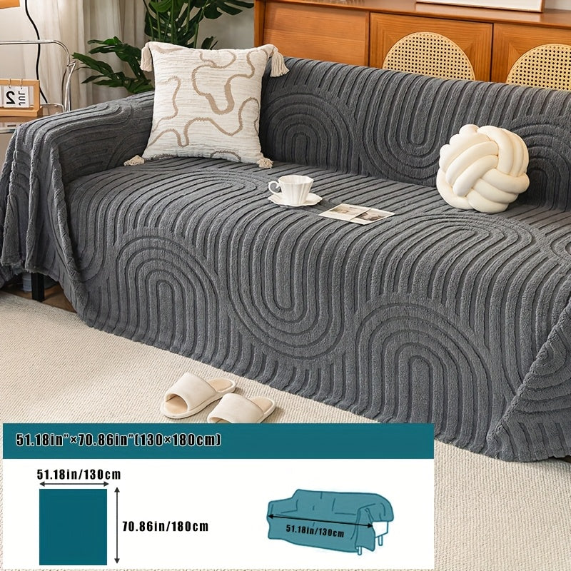 Housse de canapé épaisse en velours jacquard d'esprit vintage, détail de la finition