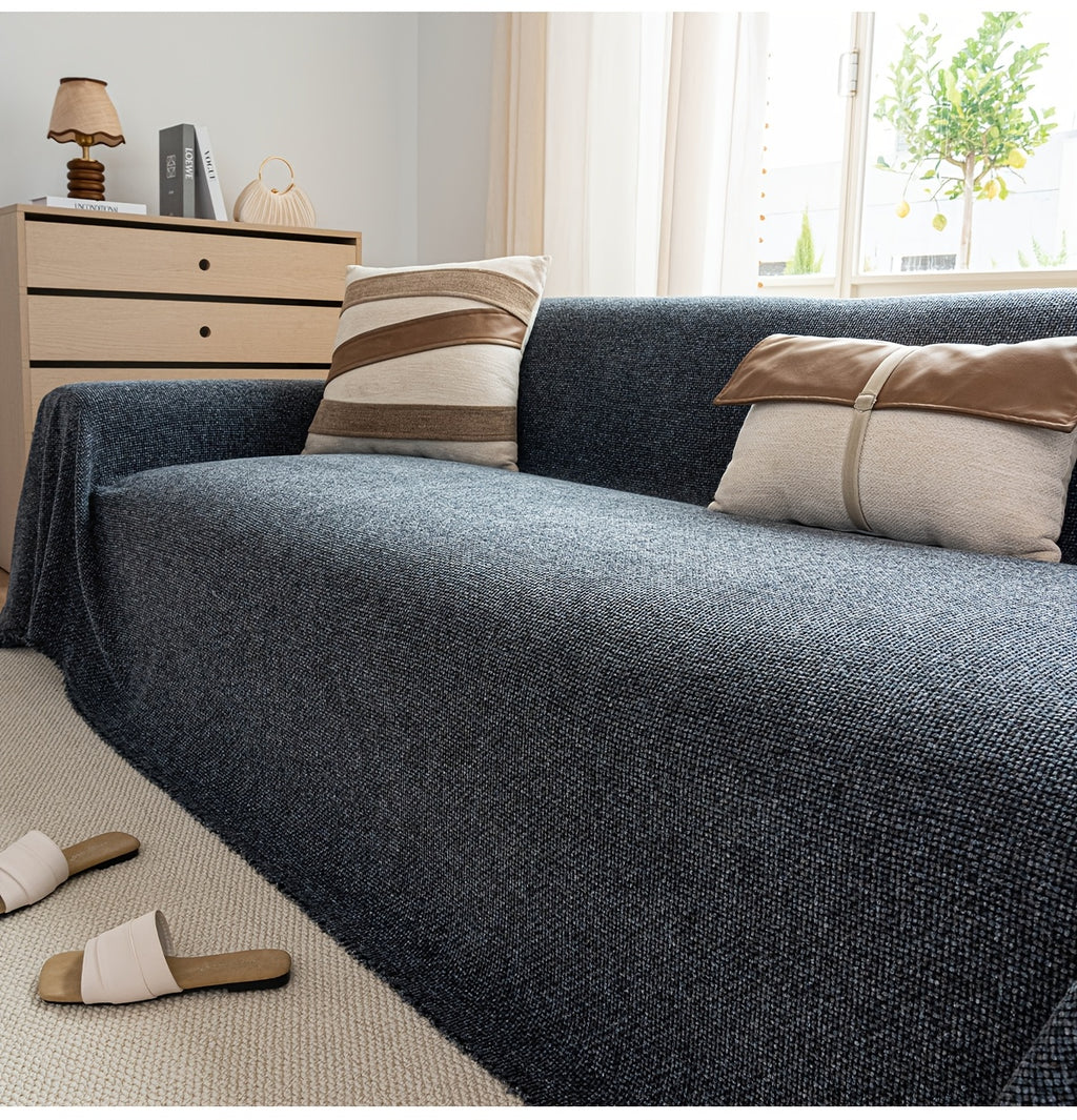 Housse de canapé épaisse en chenille, gros plan sur le tissu