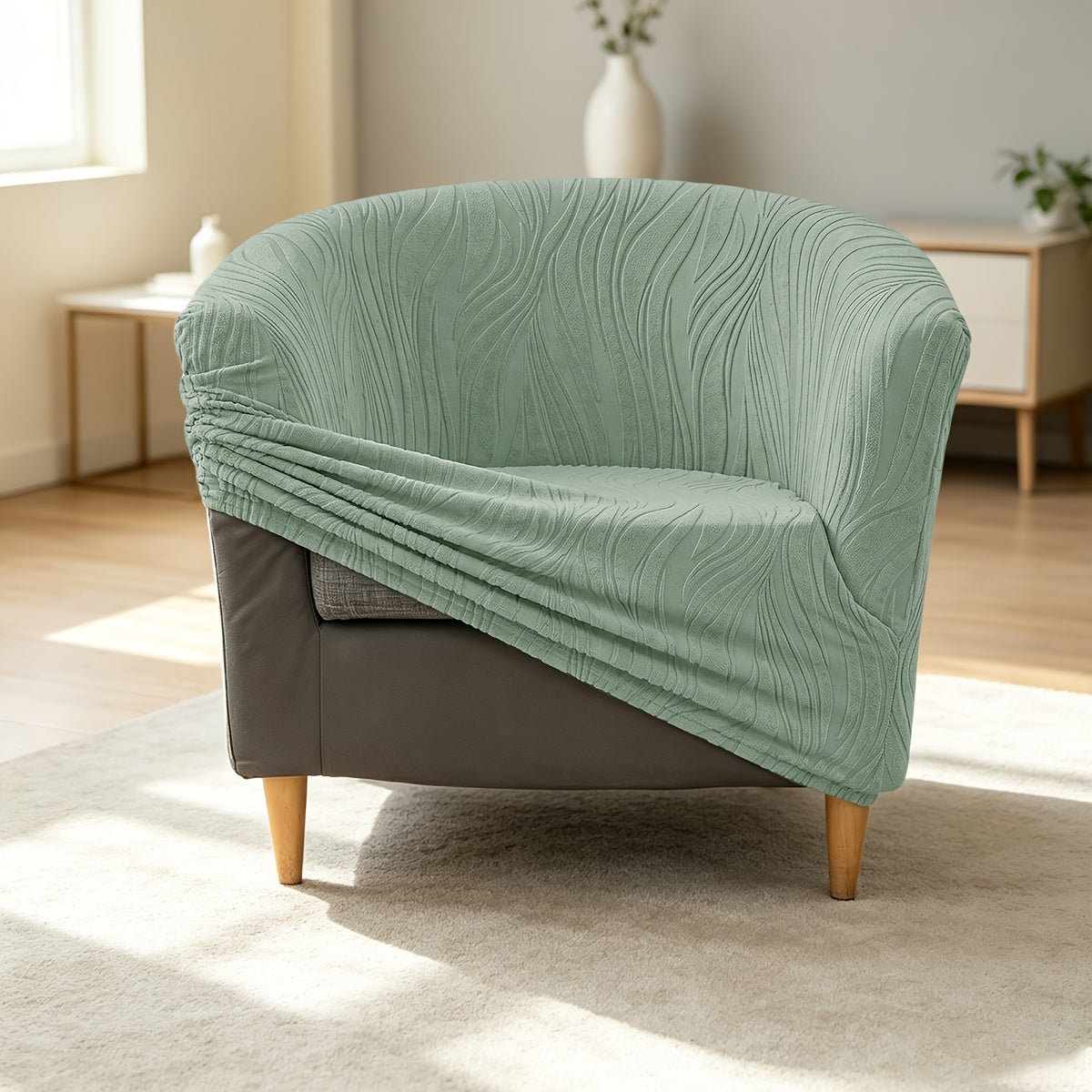 Housse de canapé extensible en polaire jacquard antidérapante pour fauteuil, détail de l'ourlet