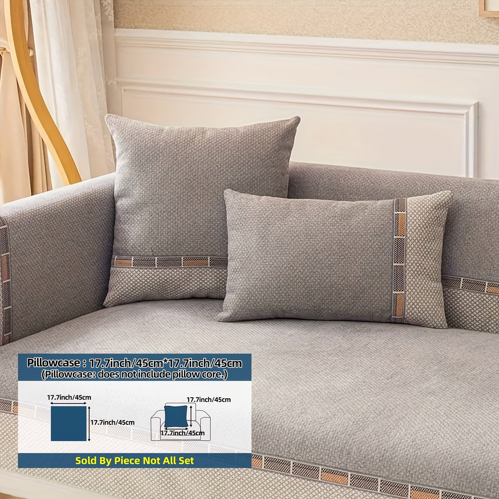Housse de coussin épaisse en chenille matelassée antidérapante à housses, mise en situation