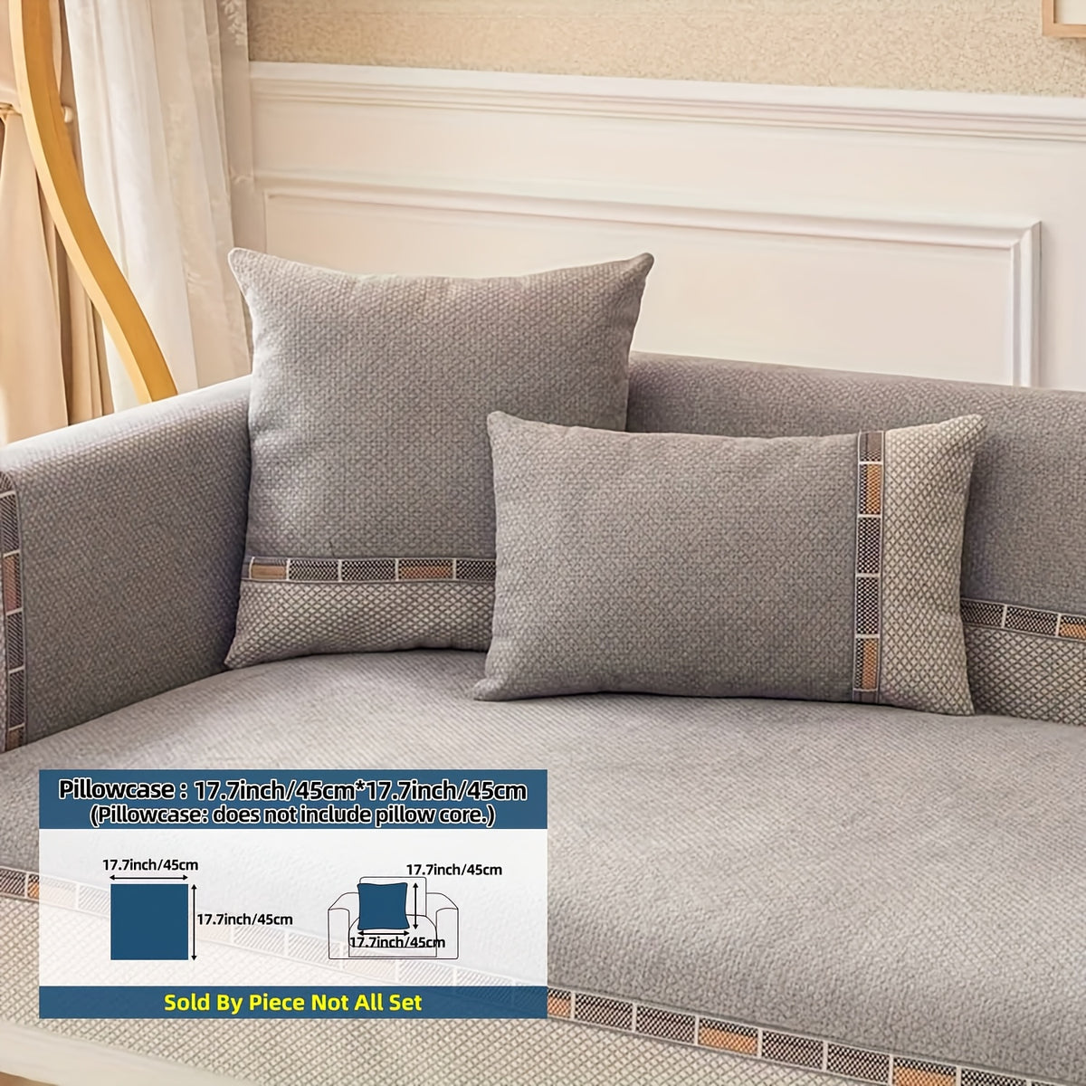 Housse de coussin épaisse en chenille matelassée antidérapante à housses, mise en situation