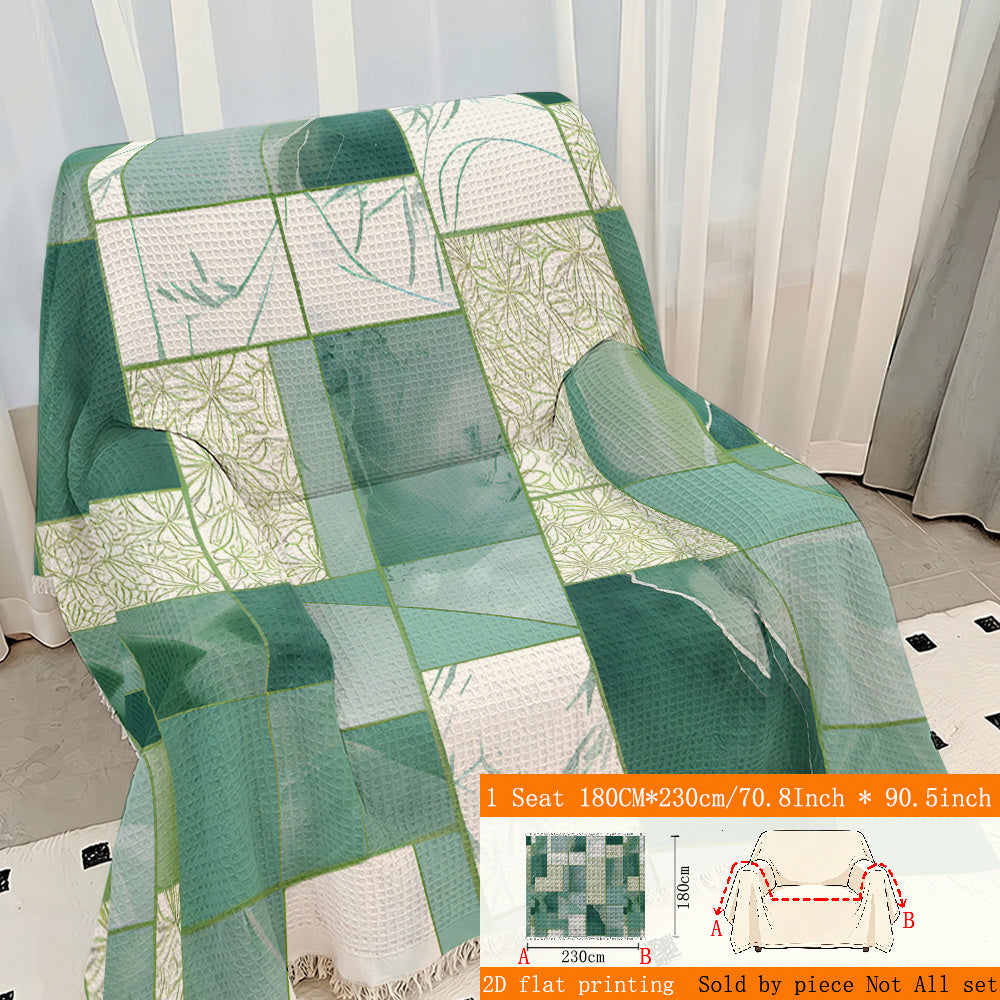 Housse de canapé à maille gaufrée, gros plan sur le tissu