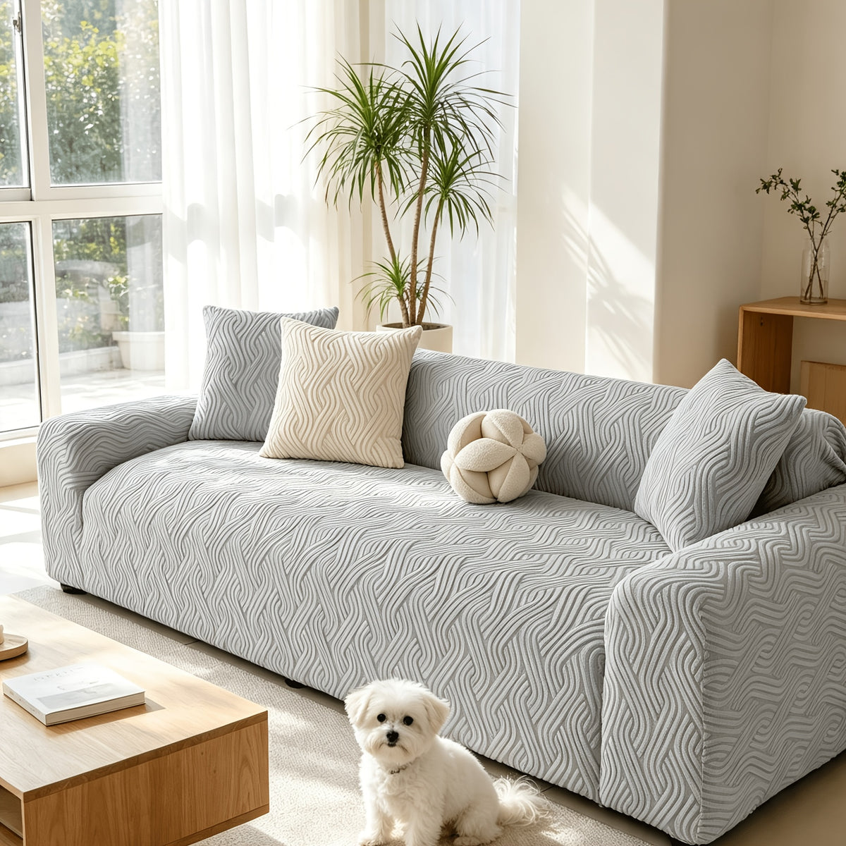 Housse de canapé en polaire à motif bohème, tissu de 250 à 300 g/m²