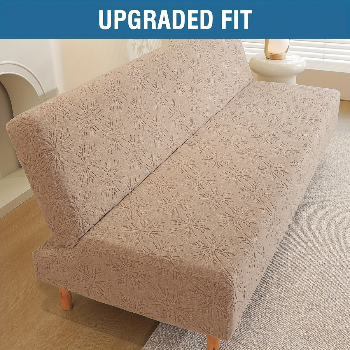 Housse de canapé extensible en polaire jacquard sans accoudoirs, housse posée