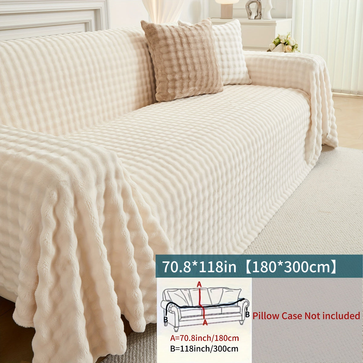 Housse de canapé en flanelle, housse posée