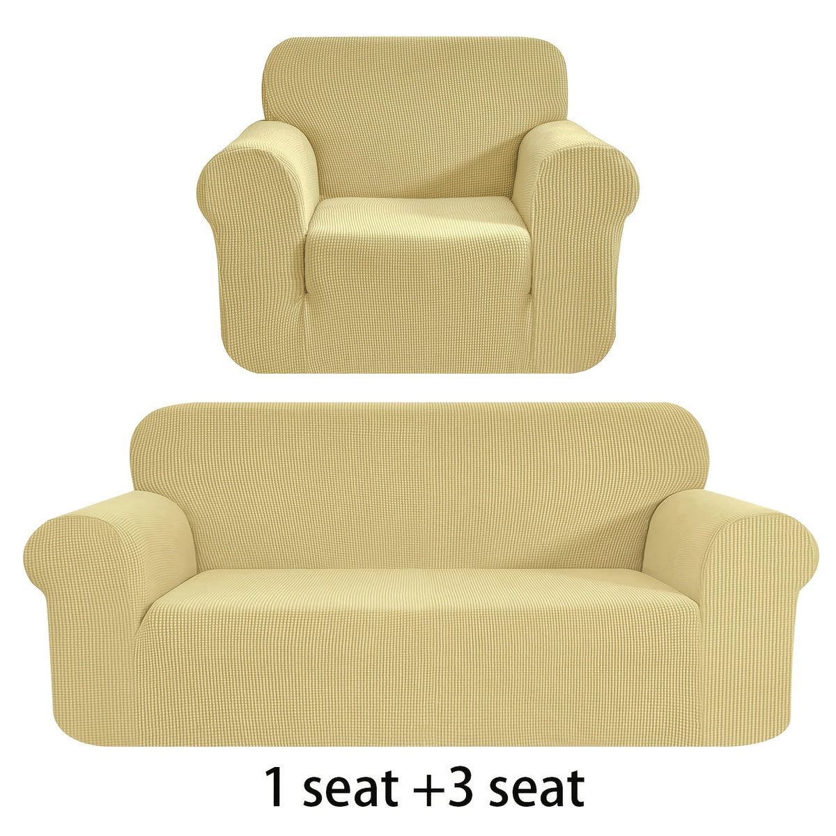 Housse de canapé extensible en polaire jacquard anti-griffes, vue d'ensemble