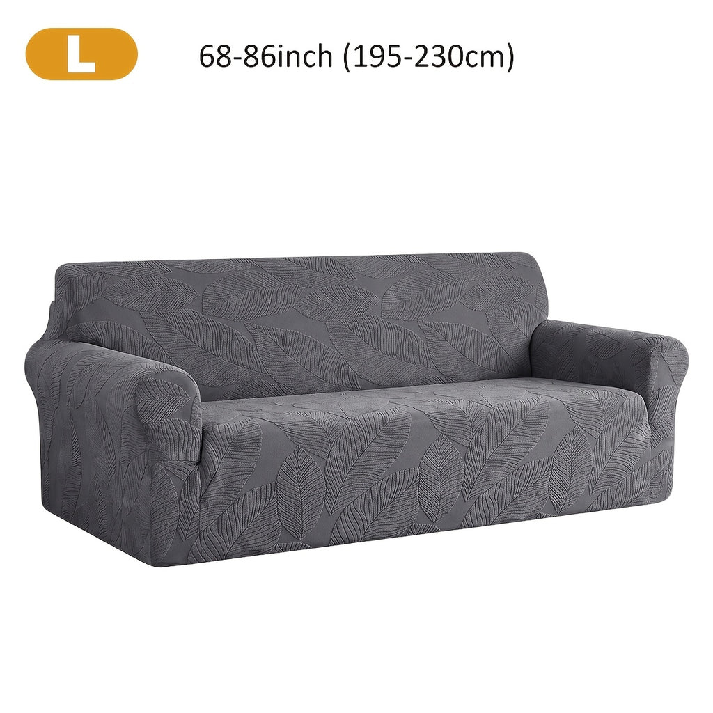 Housse de canapé extensible en polaire jacquard à motif feuillage, vue de dos
