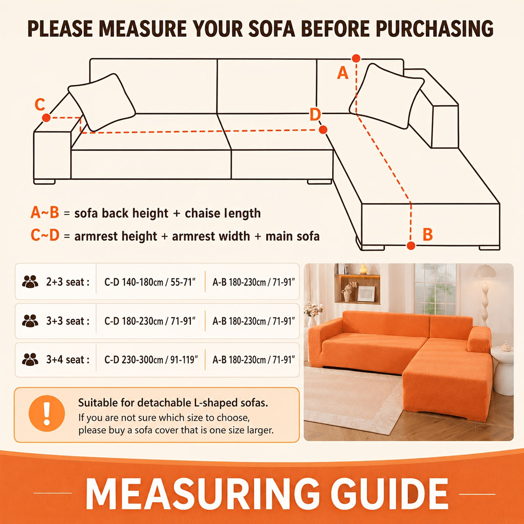 Housse de canapé épaisse extensible en polaire jacquard à rayures, détail de l'ourlet