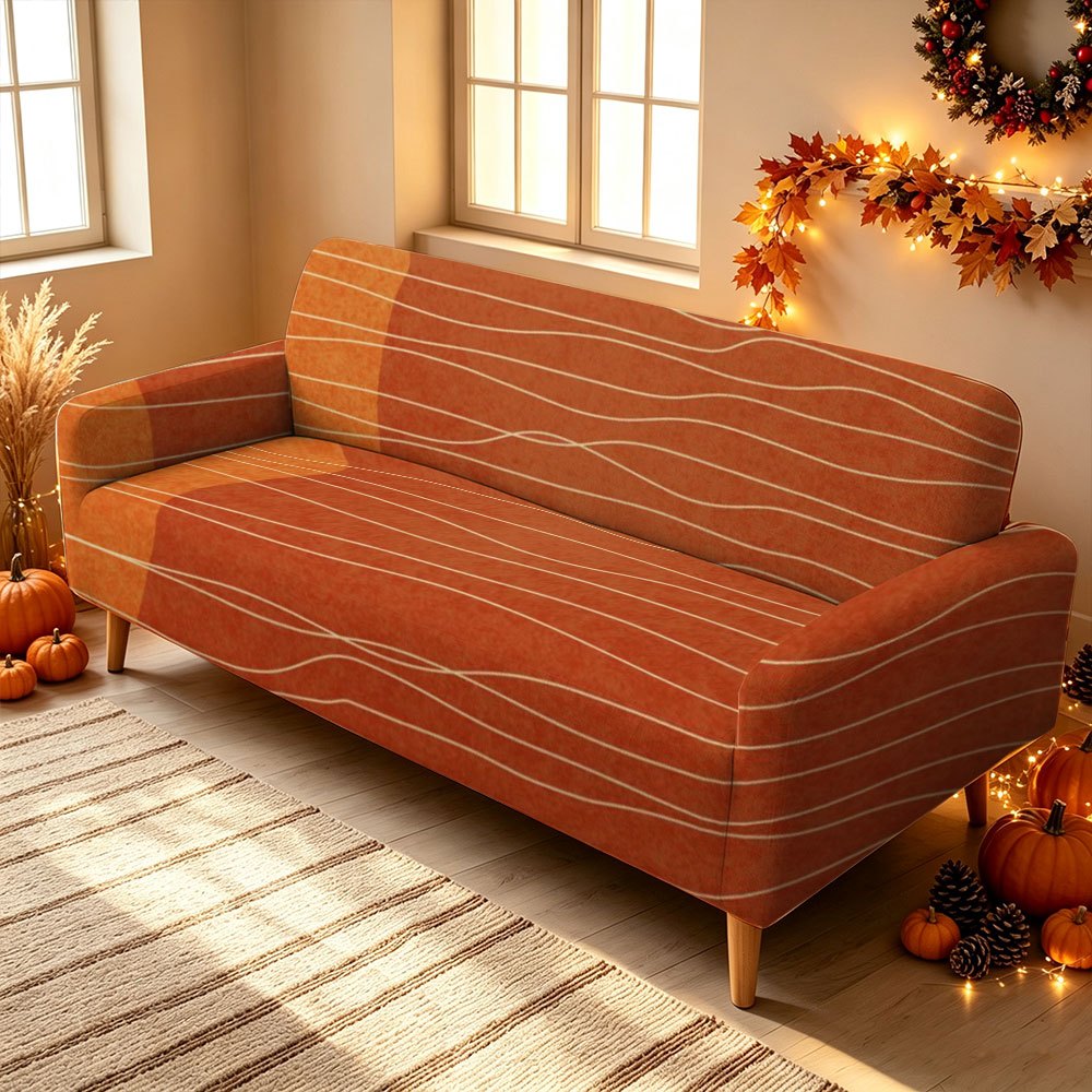 Housse de canapé extensible en fibre de lait imprimée à motif géométrique, tissu de 120 à 140 g/m²