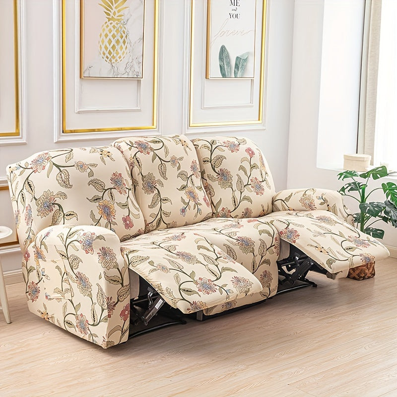 Housse de fauteuil extensible en fibre de lait avec poche de rangement, gros plan sur le tissu