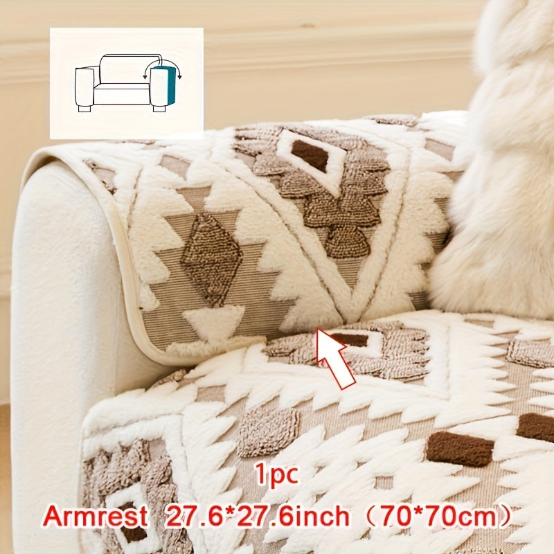 Housse de canapé d'angle en velours jacquard, détail de l'ourlet
