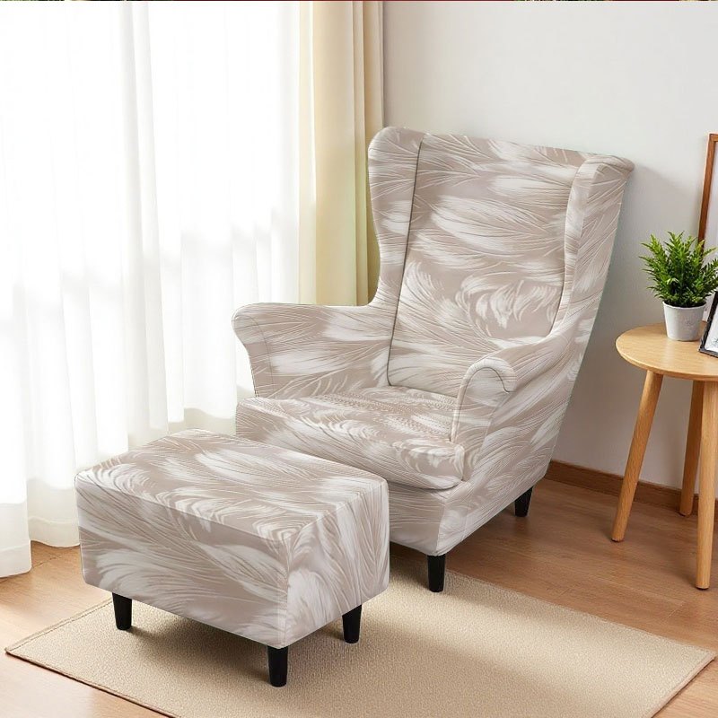 Housse de canapé extensible en fibre de lait imprimée à motif feuillage — détail de la matière : fibre de lait Image