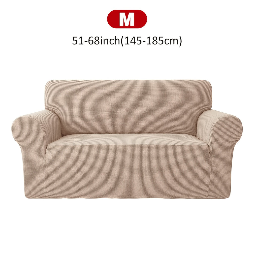 Housse de canapé extensible en velours côtelé jacquard à maille gaufrée, gros plan sur le tissu
