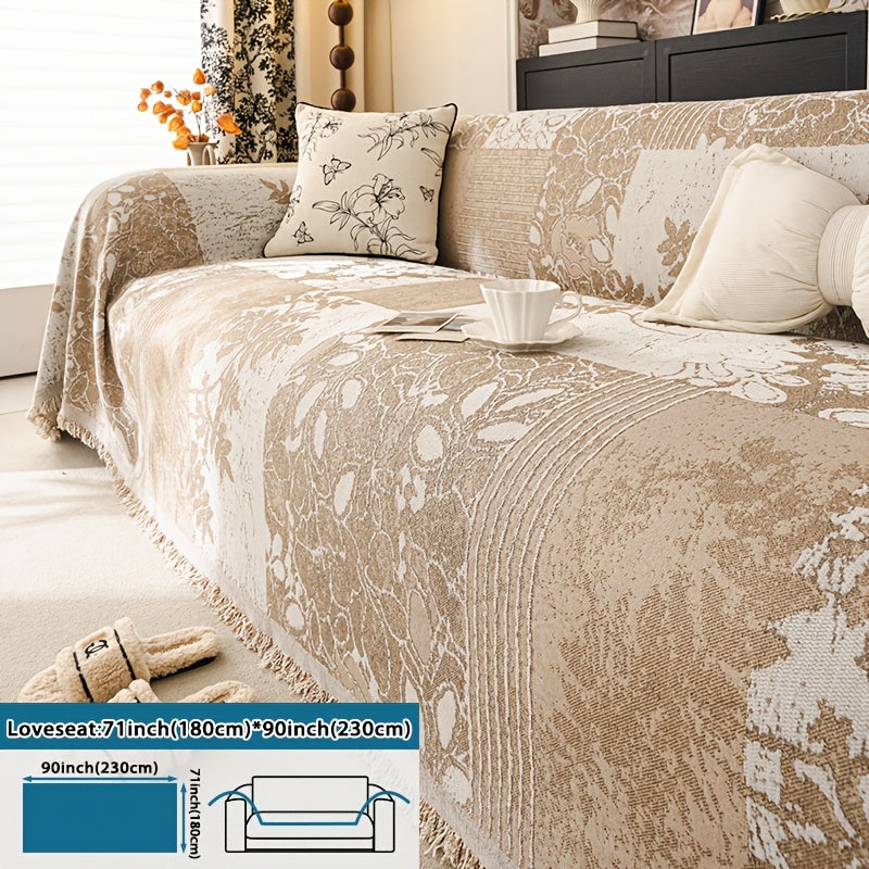Housse de canapé épaisse en chenille jacquard d'esprit bohème, compatible fauteuil, canapé deux places, canapé trois places