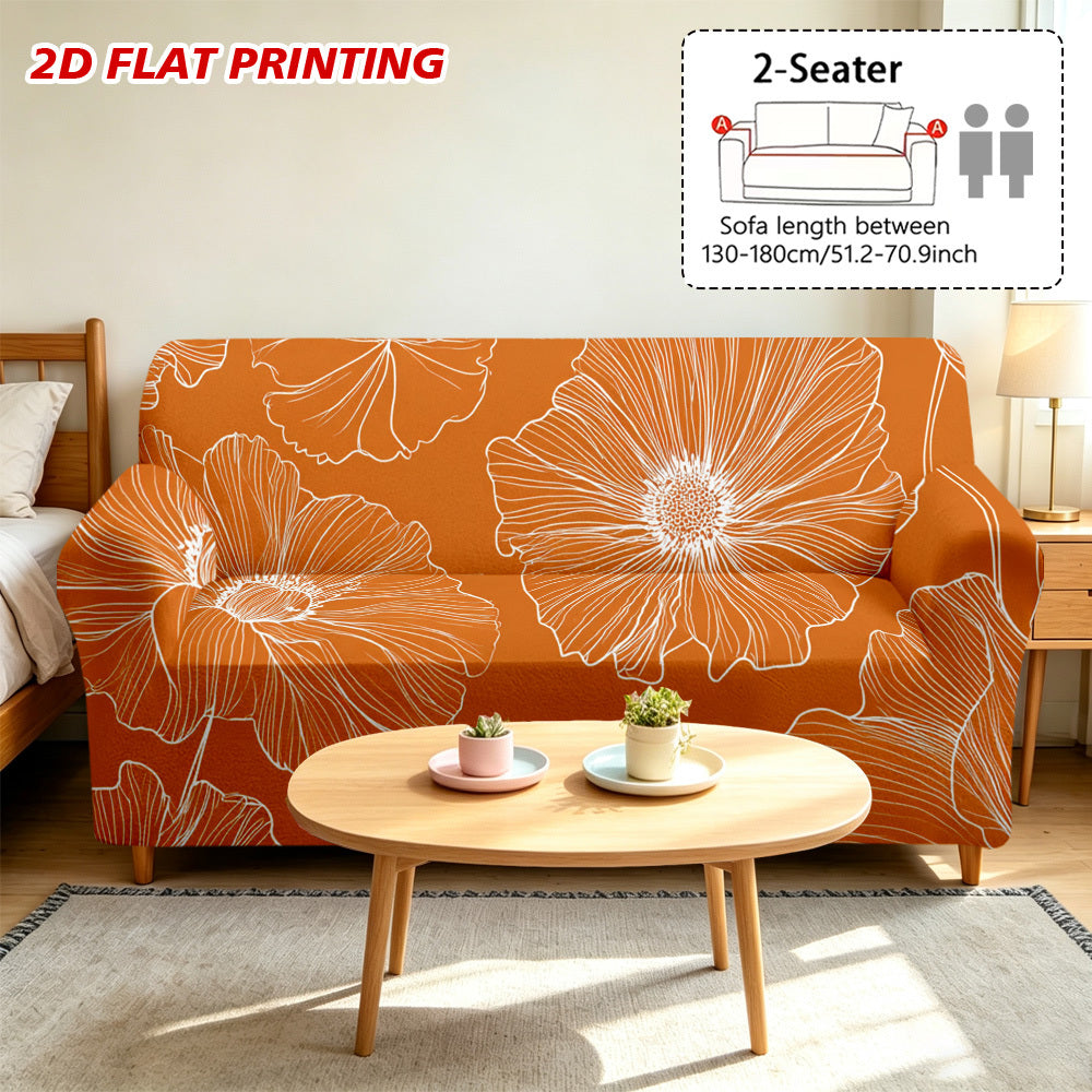 Housse de canapé en velours à motif fleuri au rendu glamour, compatible fauteuil, canapé deux places, canapé trois places