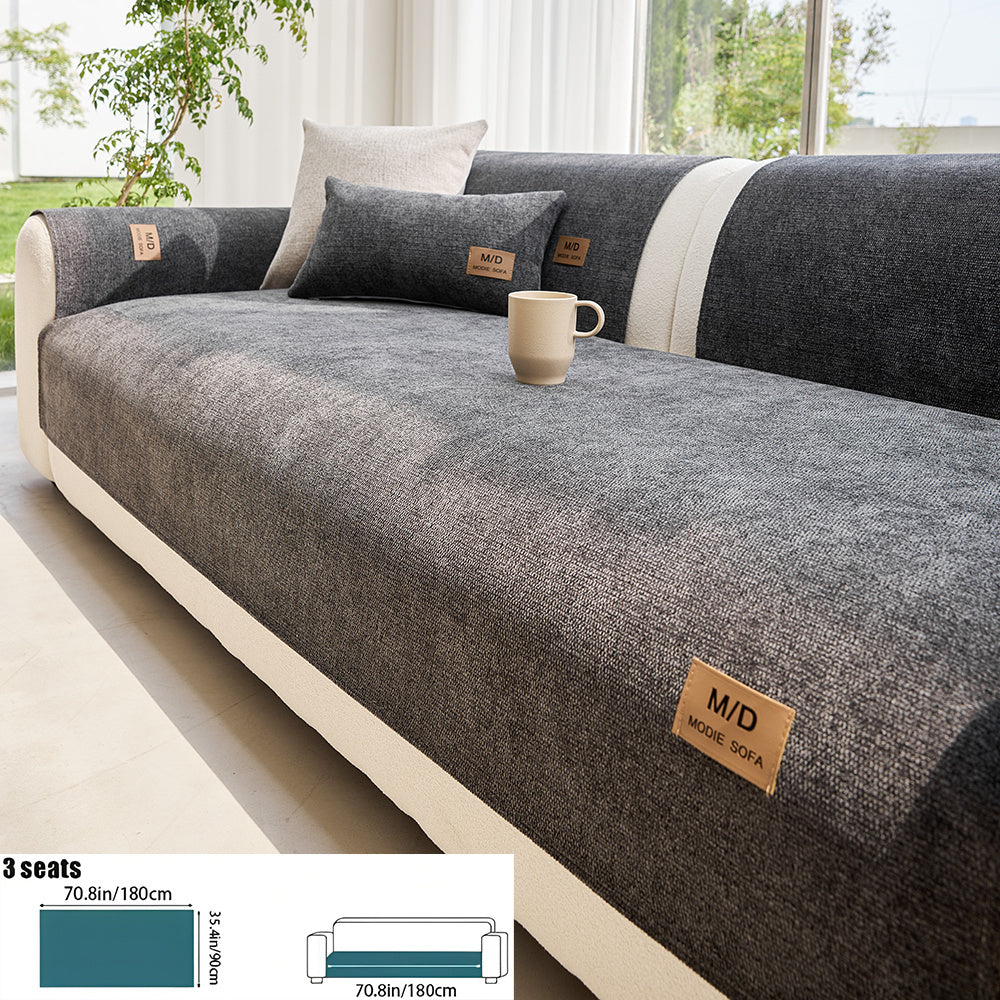 Housse de coussin épaisse en chenille en fils teints antidérapante à housses, compatible fauteuil, canapé deux places, canapé trois places