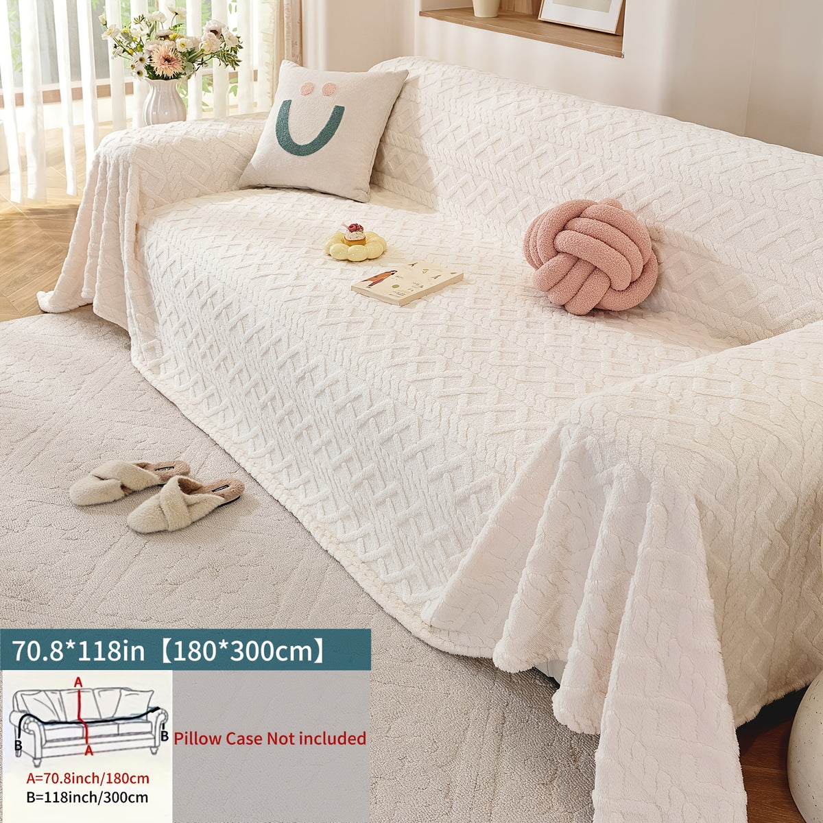 Housse de canapé épaisse en velours jacquard, mise en situation