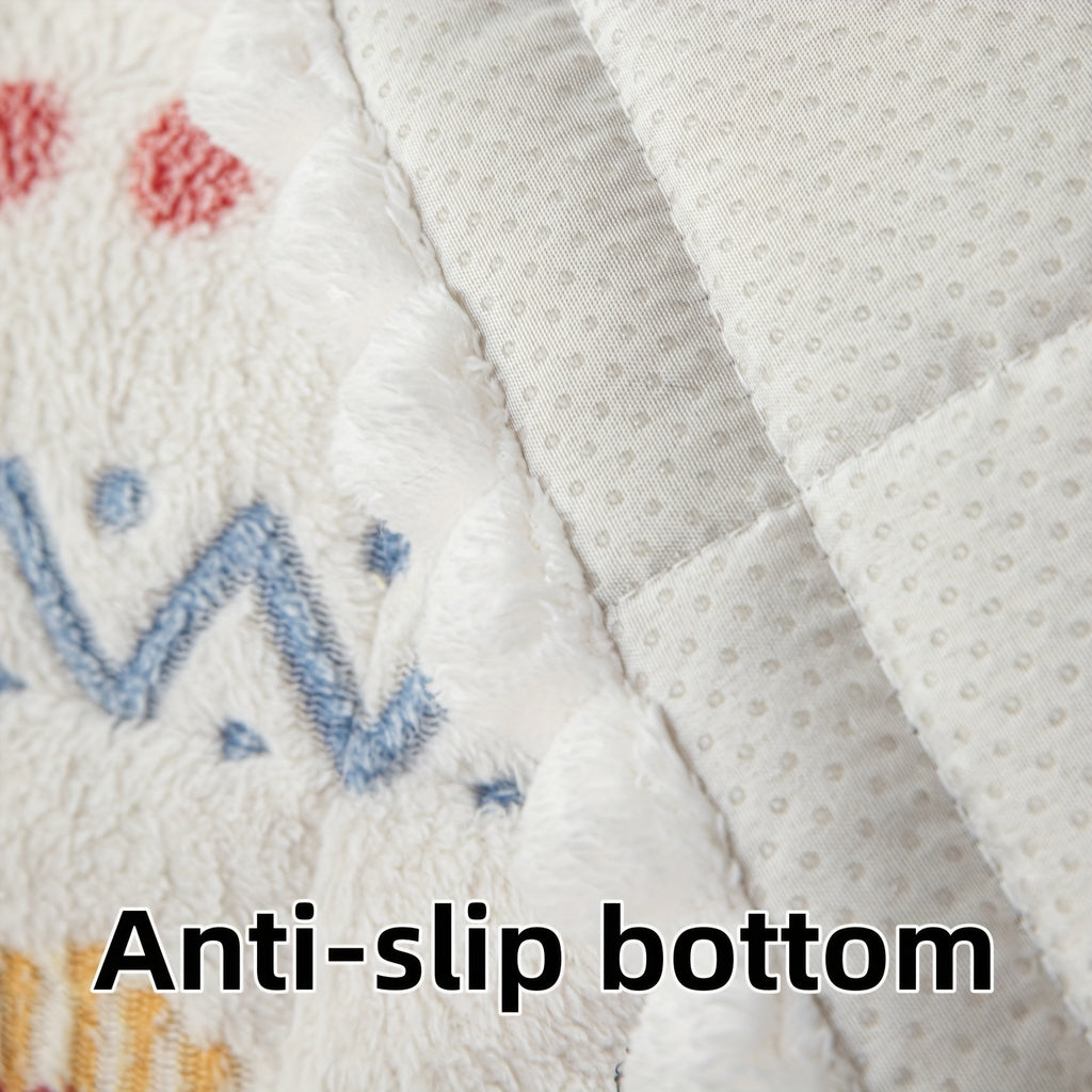 Housse de coussin en peluche à motif fleuri antidérapante, détail de l'ourlet