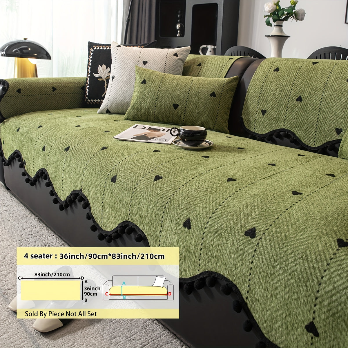 Housse de coussin en chenille jacquard antidérapante, housse posée