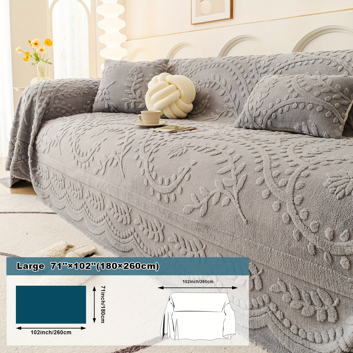 Housse de canapé épaisse en velours jacquard, gros plan sur le tissu
