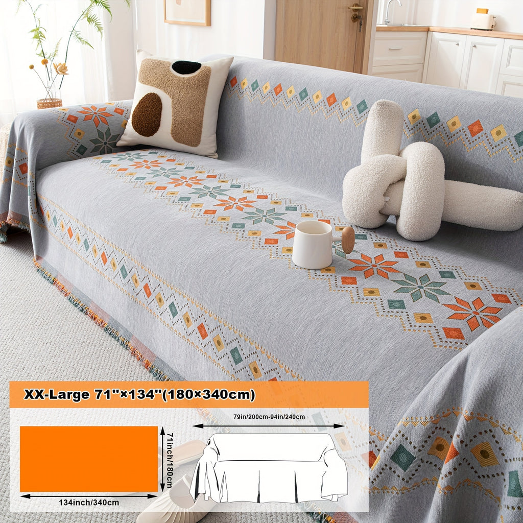 Housse de coussin en chenille jacquard, mise en situation