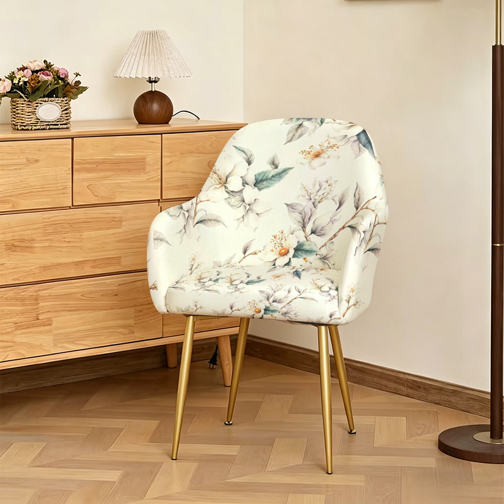 Housse de fauteuil extensible en fibre de lait imprimée au rendu glamour, vue d'ensemble