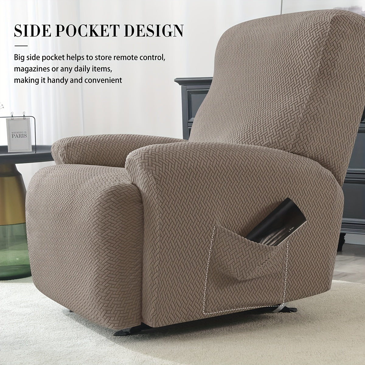 Housse de canapé extensible en polaire jacquard à housses séparées — détail de la matière : polaire Image