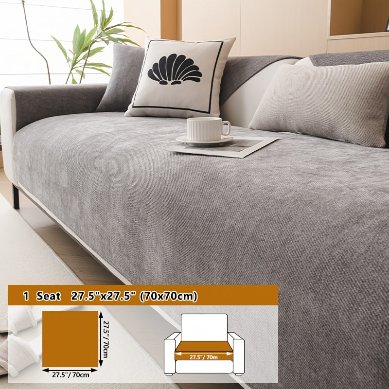 Housse de coussin épaisse en chenille antidérapante, gros plan sur le tissu
